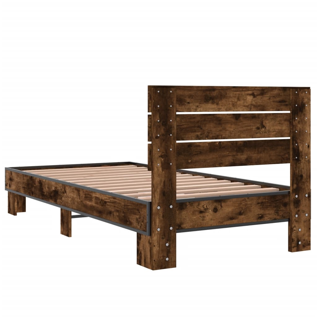 Bed Frame without Mattress Smoked Oak 75x190 cm Small Single